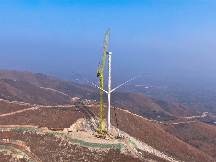 Wind power project: Wind turbines generating clean energy in Nanyang Henan Province